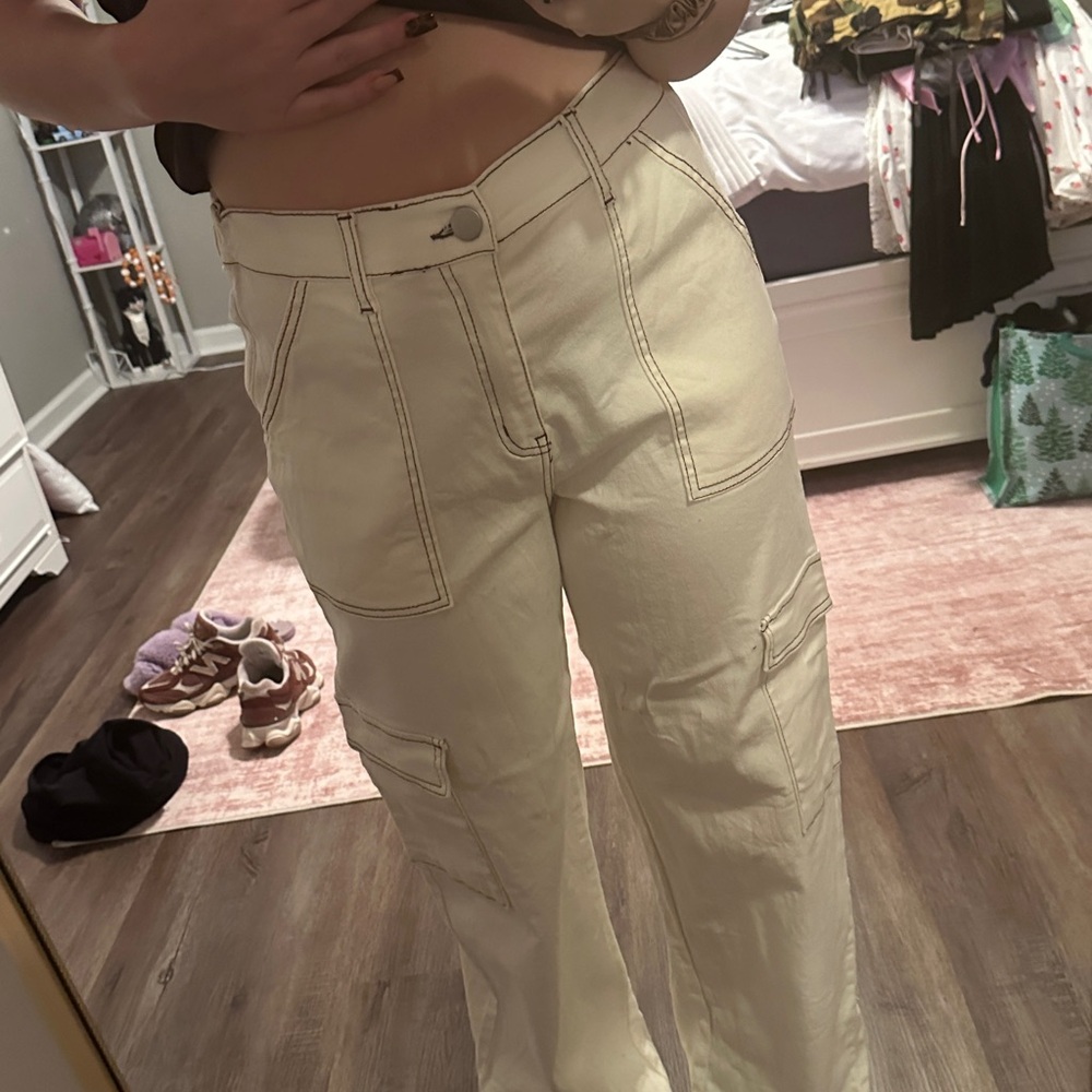 Forever 21 Off-White Cargo Pants